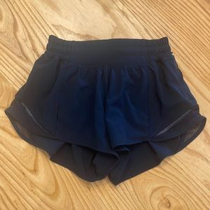 Lululemon Navy Shorts. Size 0.  Mesh sides with zipper.